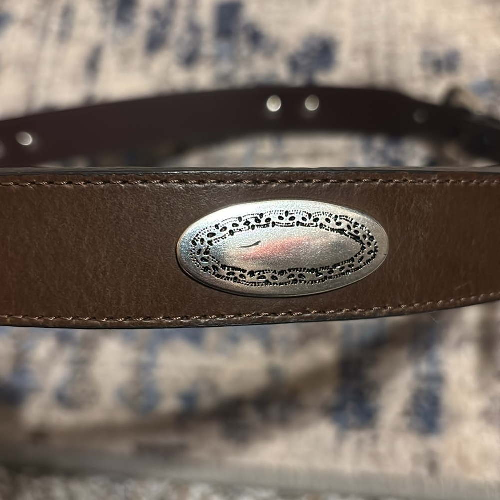 Nocona Brown Leather Belt with Silver oval conchos - Picture 6 of 6